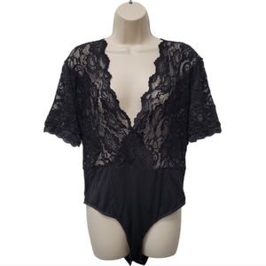 NWOT black lace bodysuit size XXL